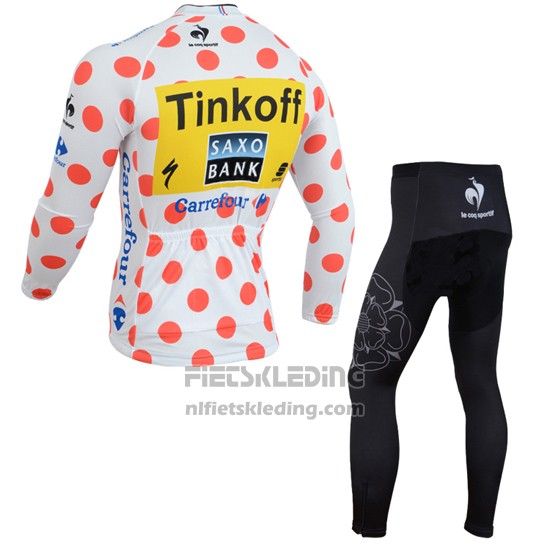 2014 Fietskleding Saxobank Lider Wit en Rood Lange Mouwen en Koersbroek